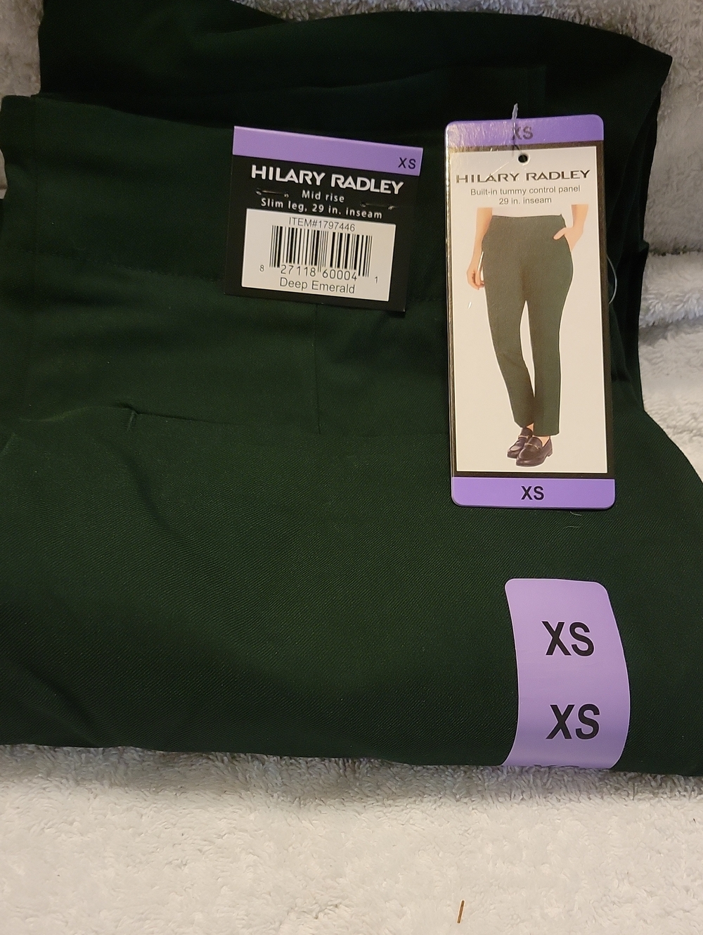 Hilary Radley Girls' Deep Emerald Slim Leg Pants - XS